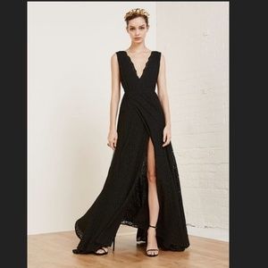 Reformation black lace Francesca wrap dress 0